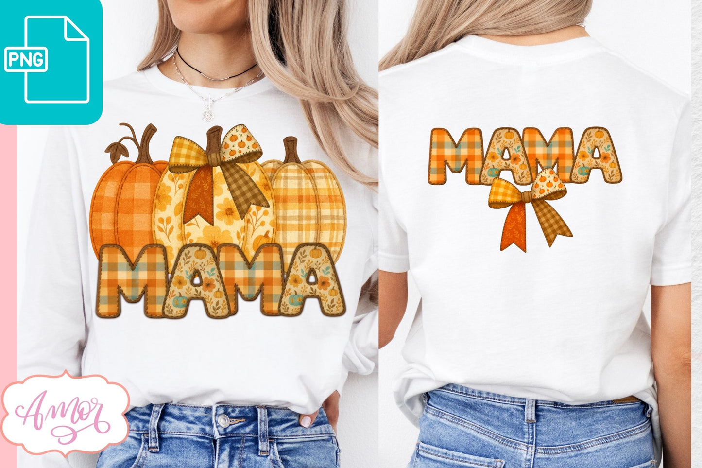 BUNDLE Fall Mama sublimation PNG, Fall shirt front and back