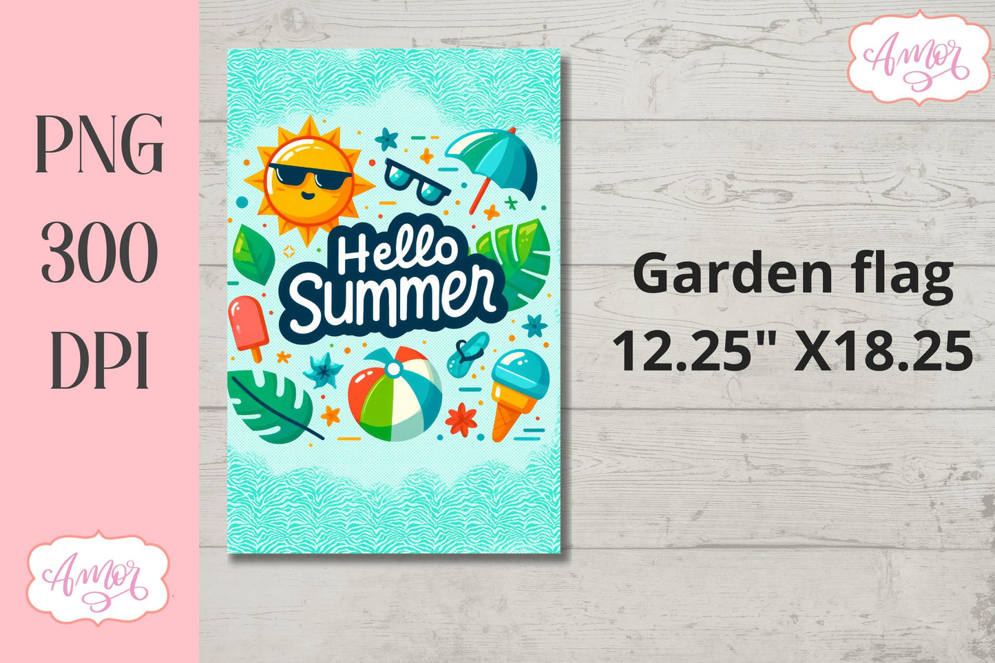 BUNDLE Summer Garden Flag Sublimation Designs PNG