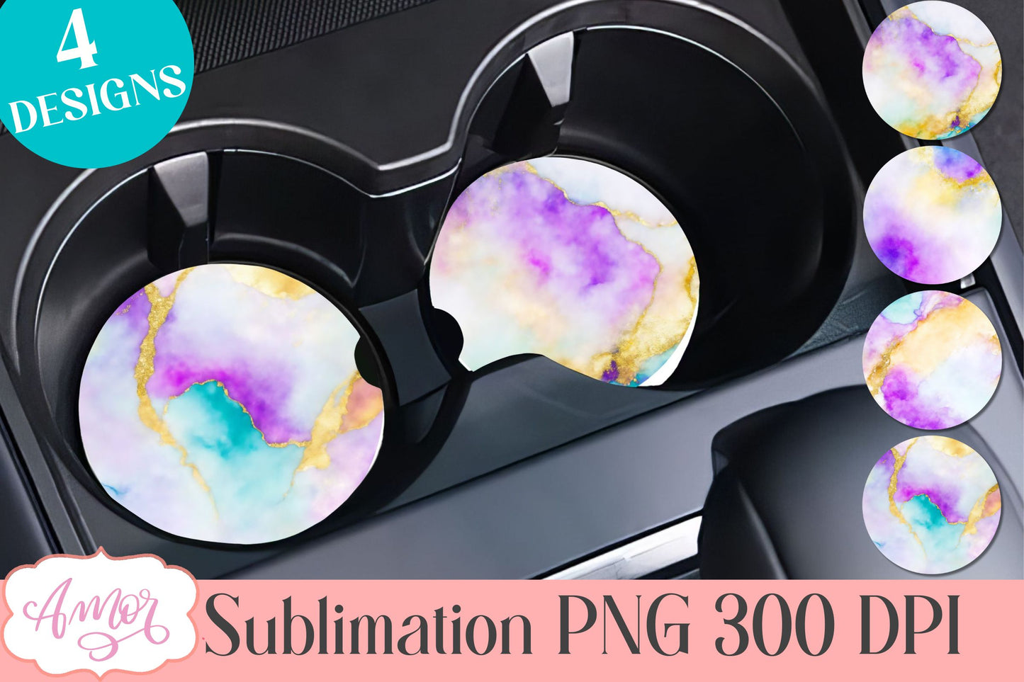 Alcohol ink car coaster sublimation | Abstract coaster PNG