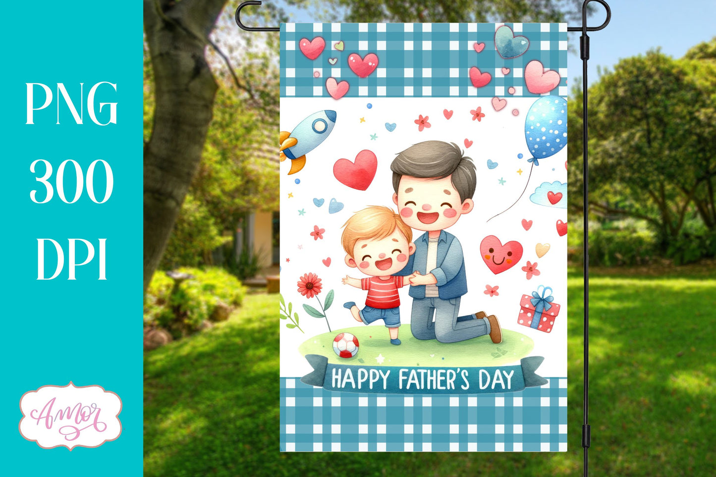 Happy father's day garden flag sublimation PNG BUNDLE