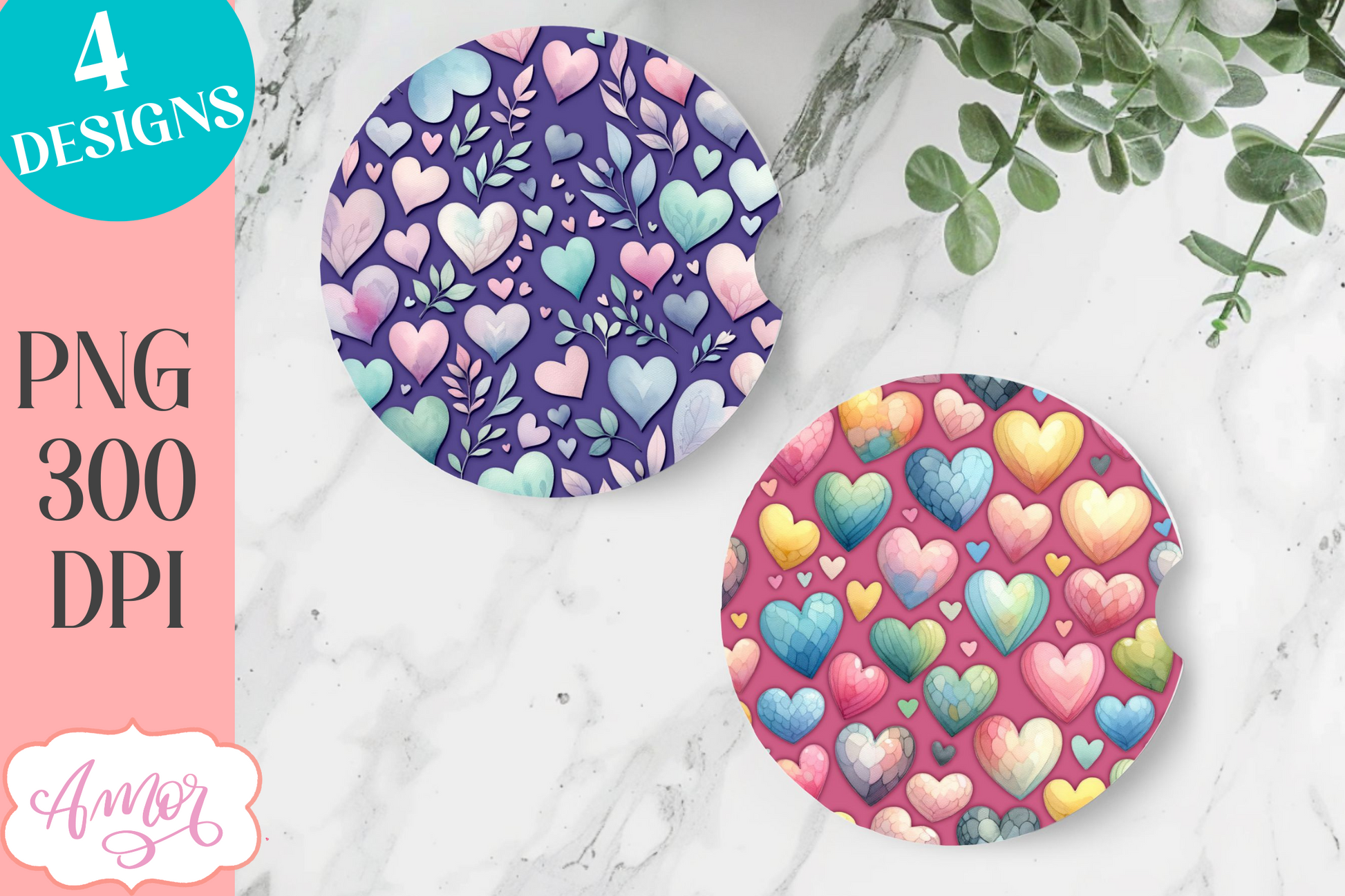 Heart designs for coaster sublimation | Heart coaster PNG