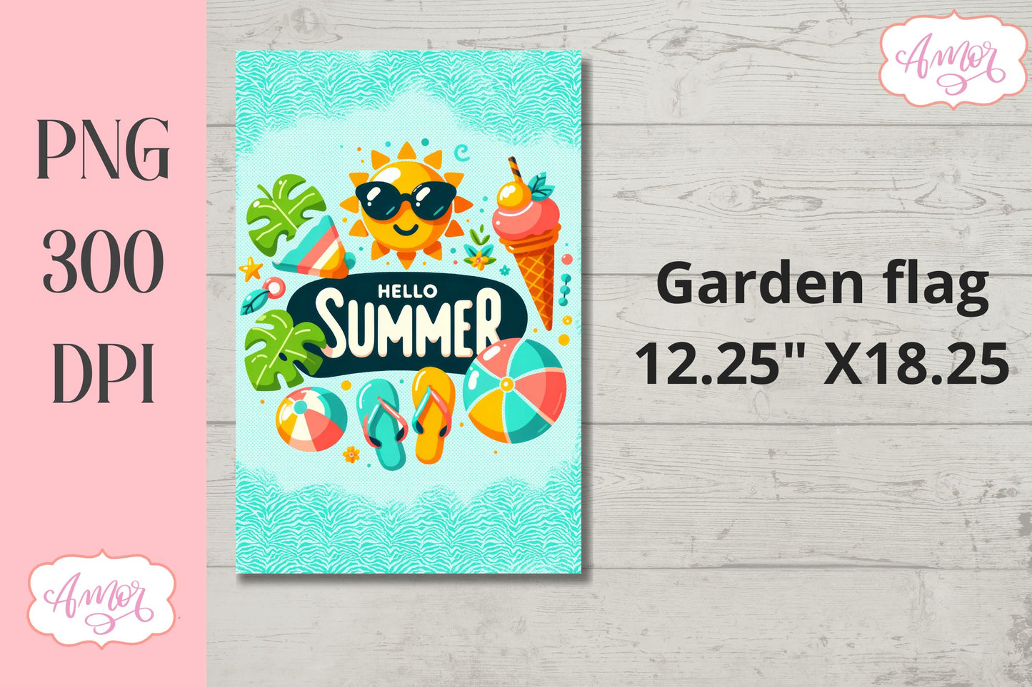 BUNDLE Summer Garden Flag Sublimation Designs PNG