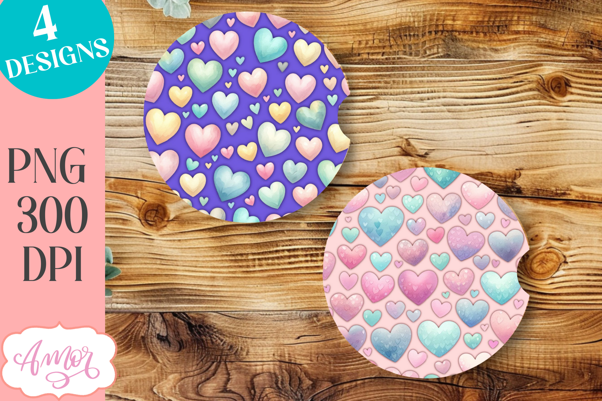 Heart designs for coaster sublimation | Heart coaster PNG