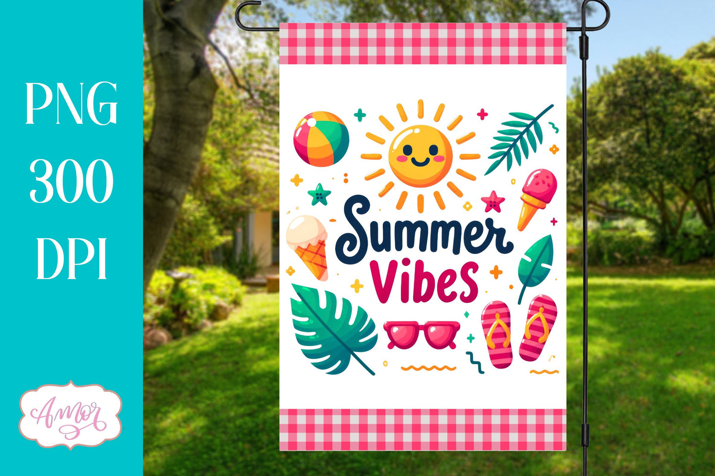 BUNDLE Summer Garden Flag Sublimation Designs PNG