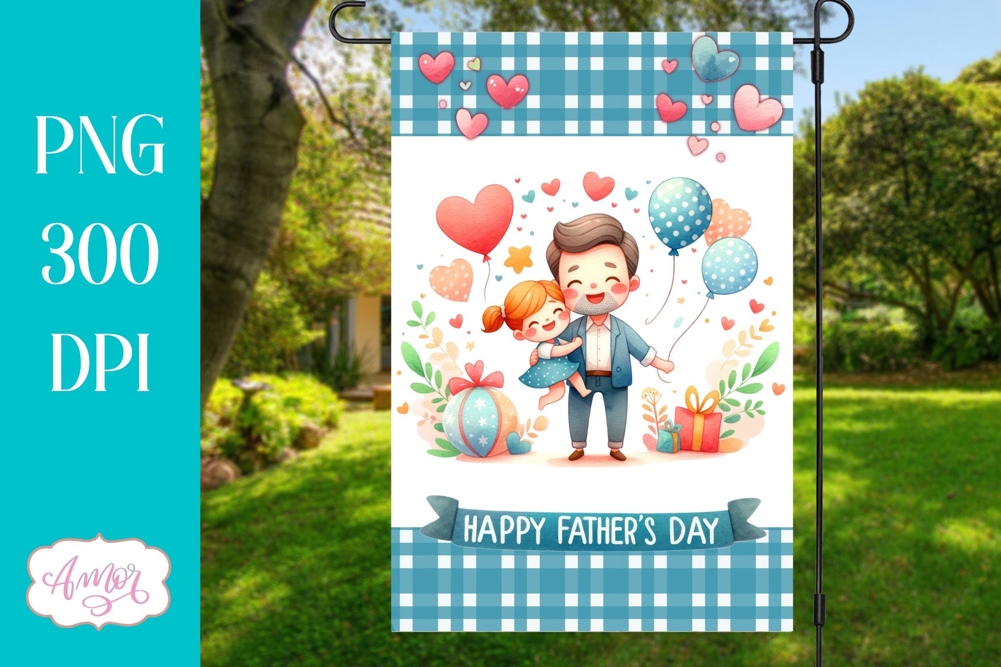 Happy father's day garden flag sublimation PNG BUNDLE