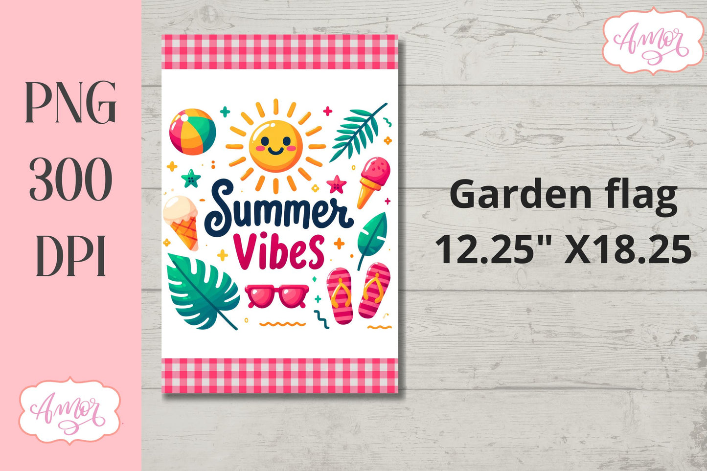 BUNDLE Summer Garden Flag Sublimation Designs PNG