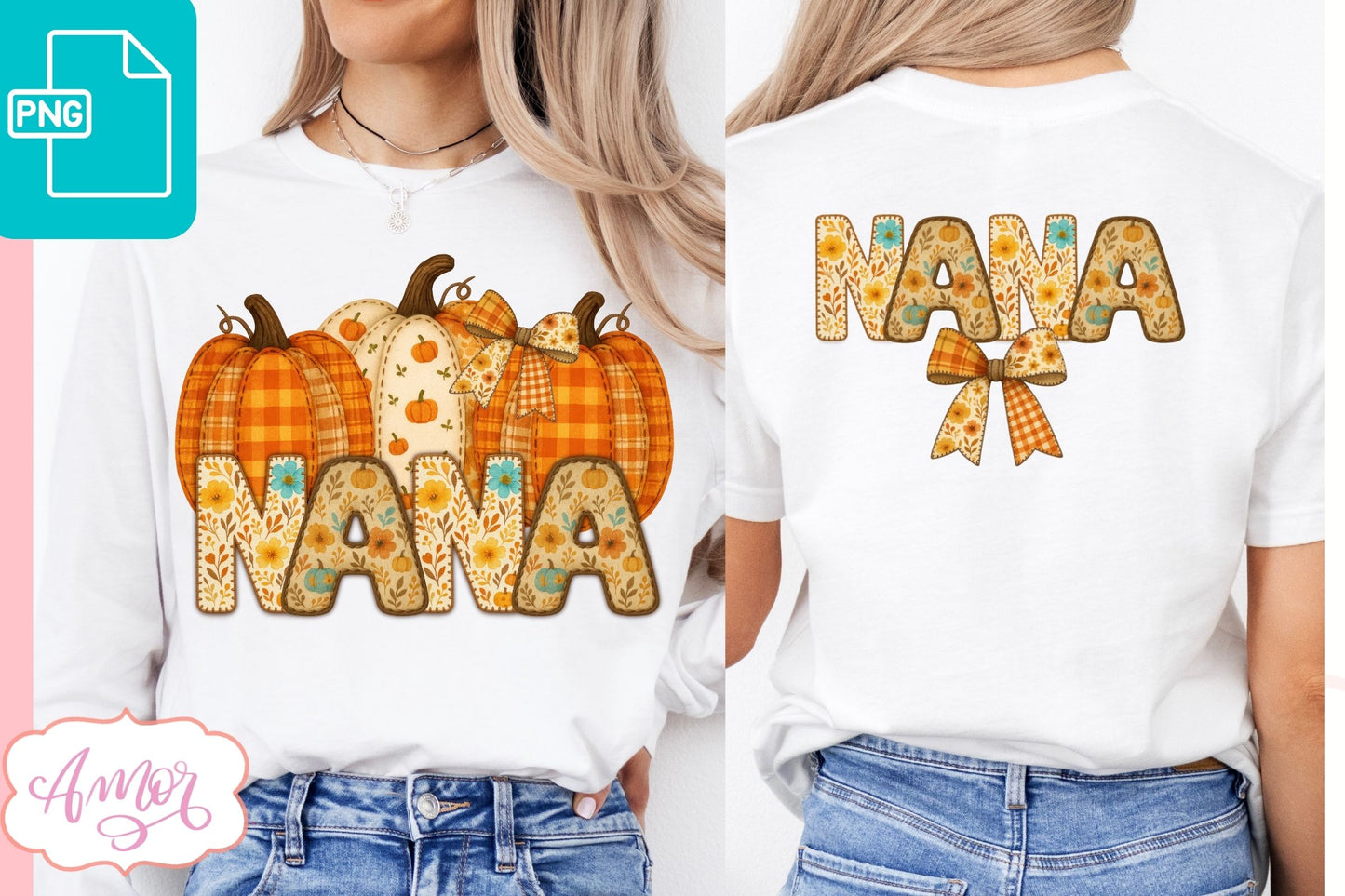 BUNDLE Fall Mama sublimation PNG, Fall shirt front and back