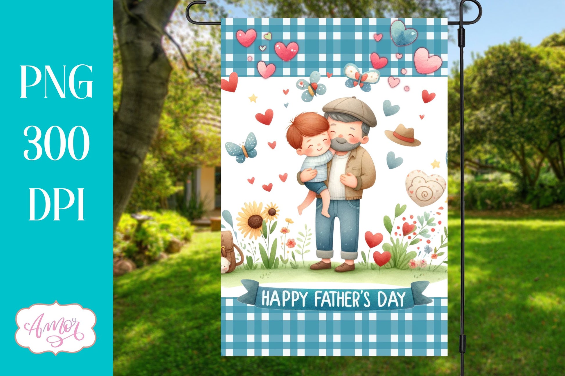 Happy father's day garden flag sublimation PNG BUNDLE