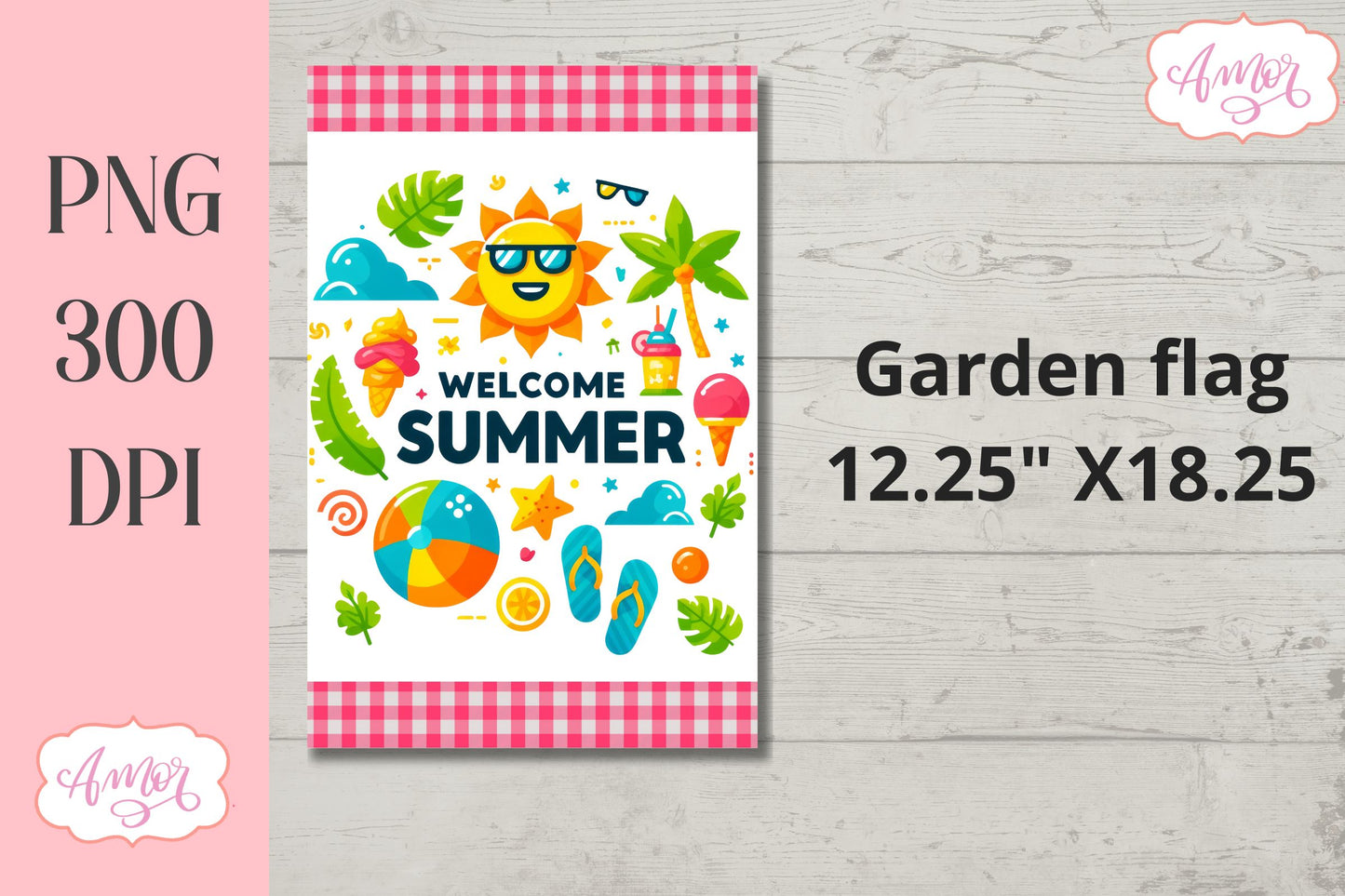 BUNDLE Summer Garden Flag Sublimation Designs PNG