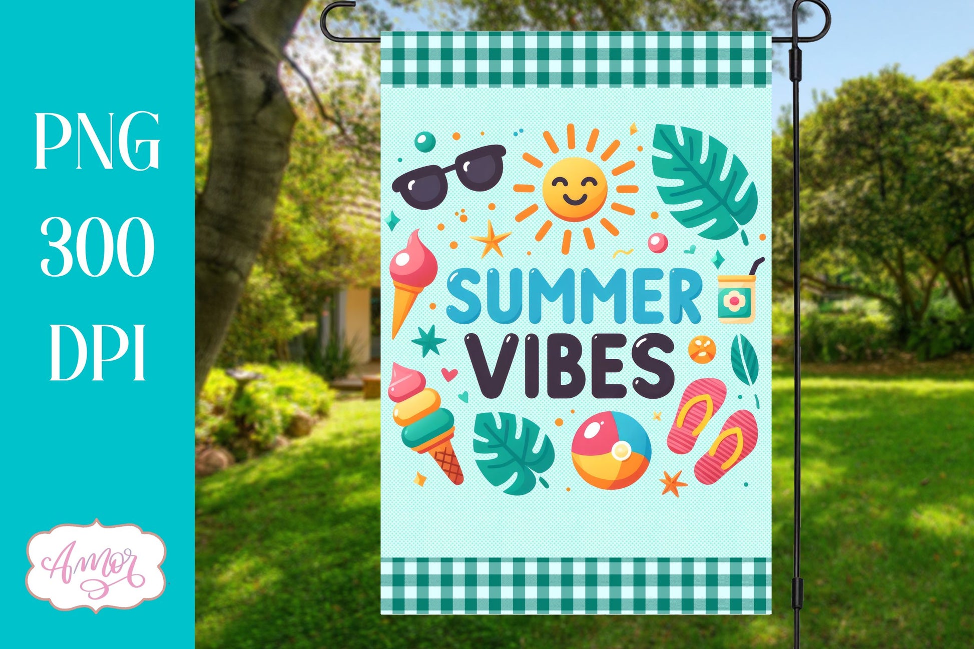 BUNDLE Summer Garden Flag Sublimation Designs PNG