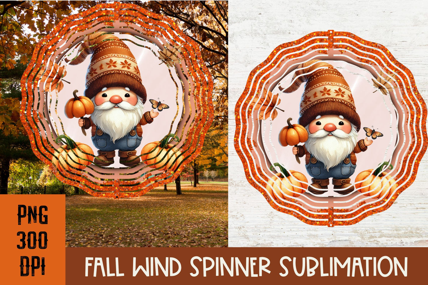 Fall Pumpkin Wind Spinner PNG for sublimation bundle