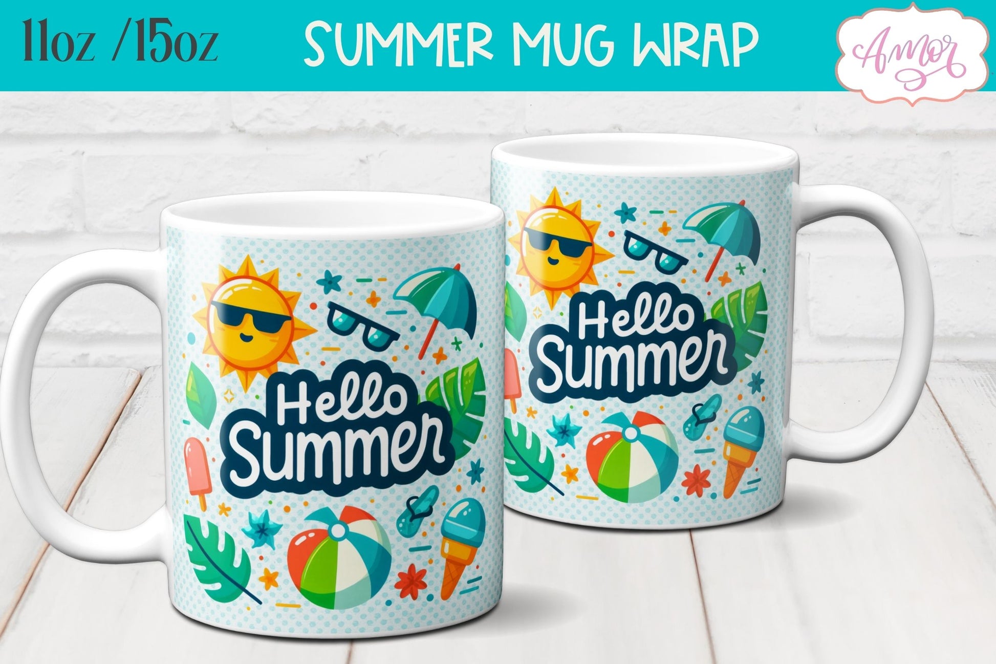 Summer Mug Wraps for Sublimation BUNDLE | Cute Holidays mug