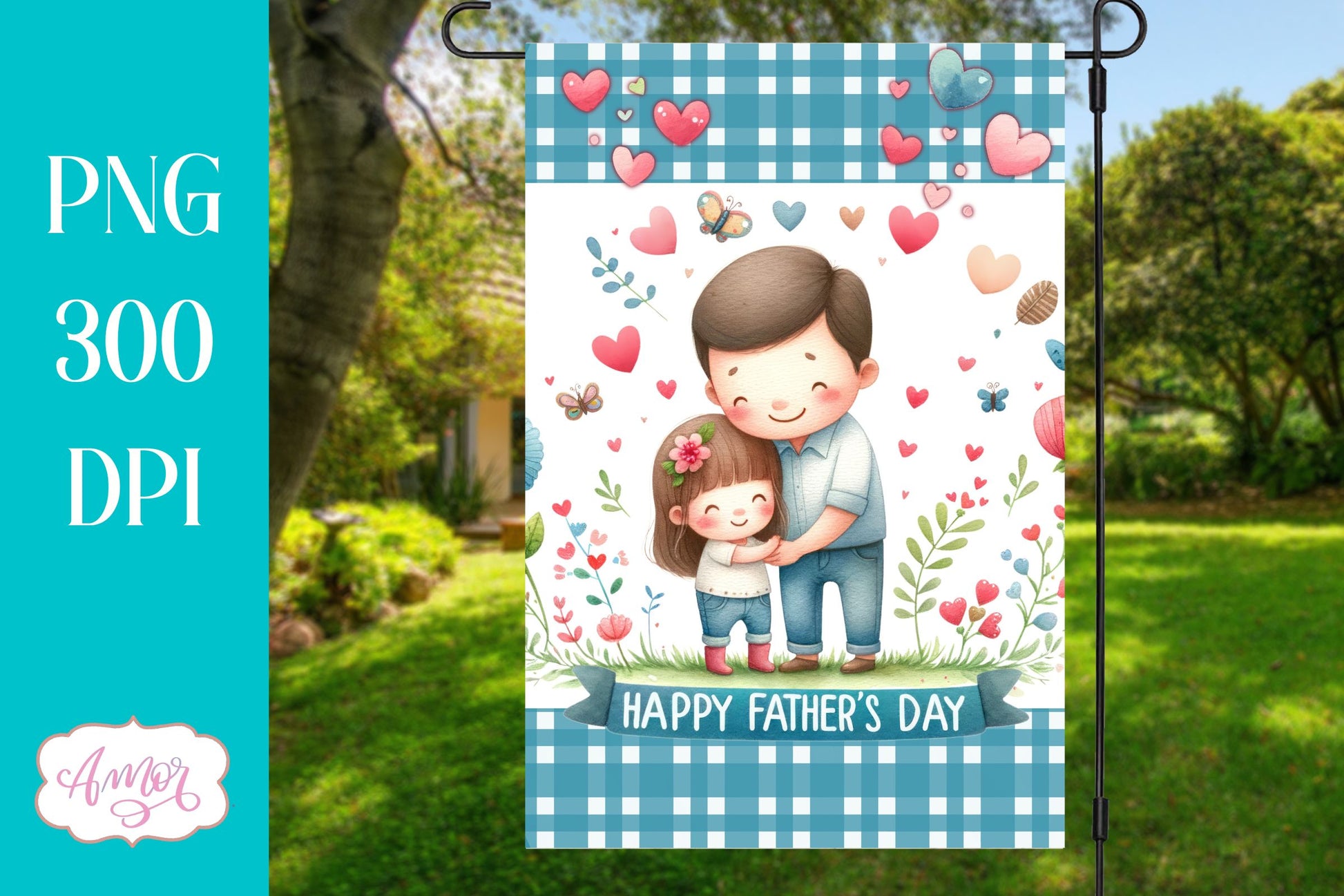 Happy father's day garden flag sublimation PNG BUNDLE