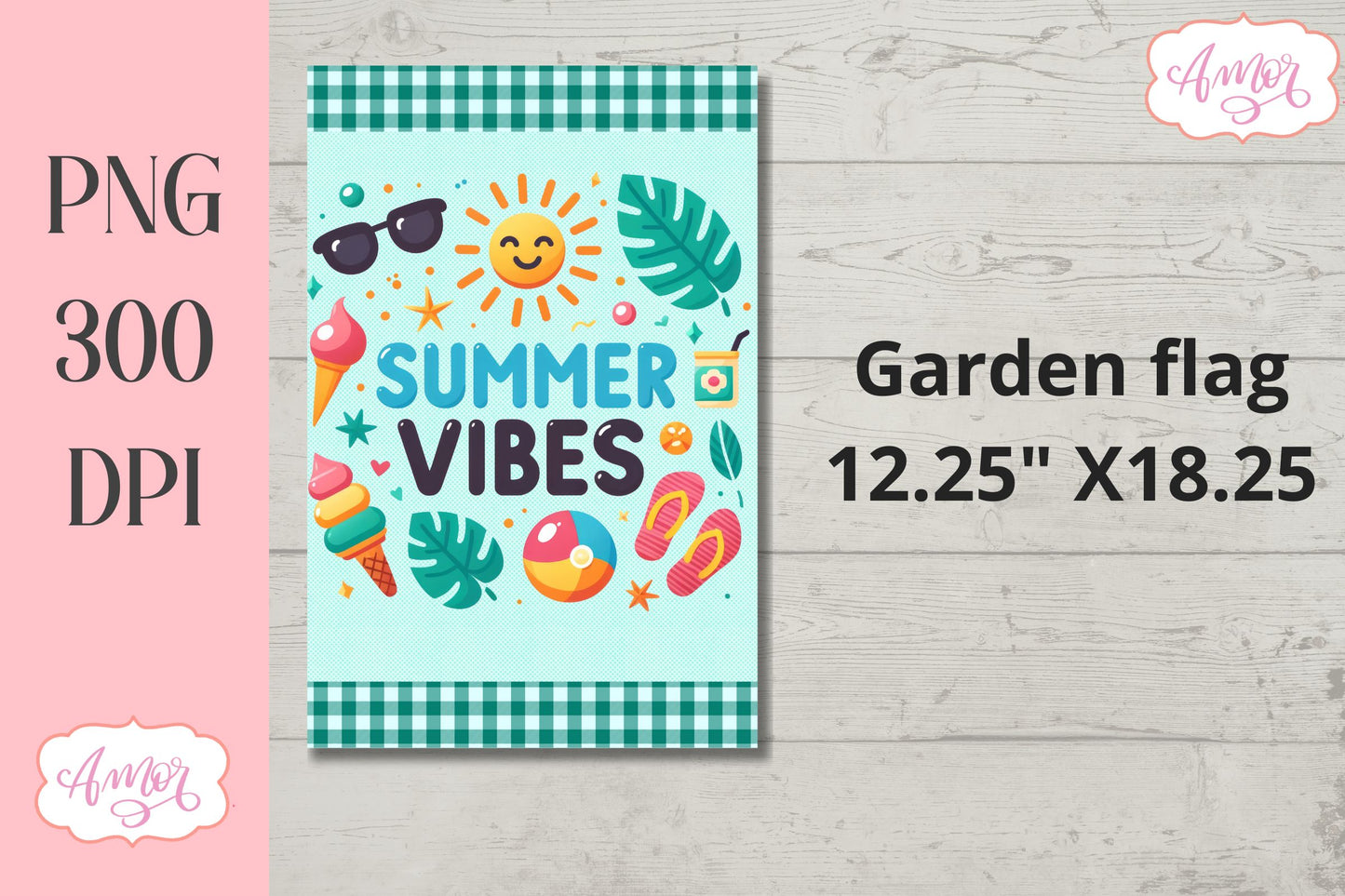 BUNDLE Summer Garden Flag Sublimation Designs PNG