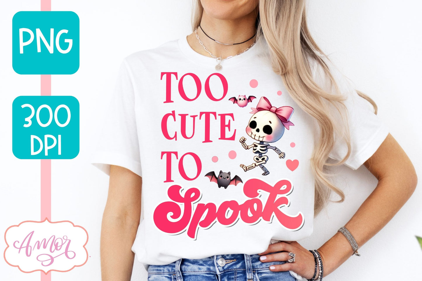 Too cute to spook PNG for sublimation | Pink Halloween PNG