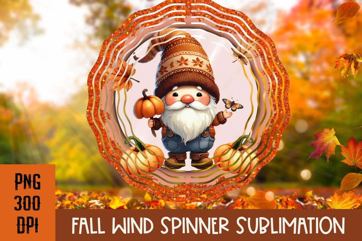 Fall Pumpkin Wind Spinner PNG for sublimation bundle