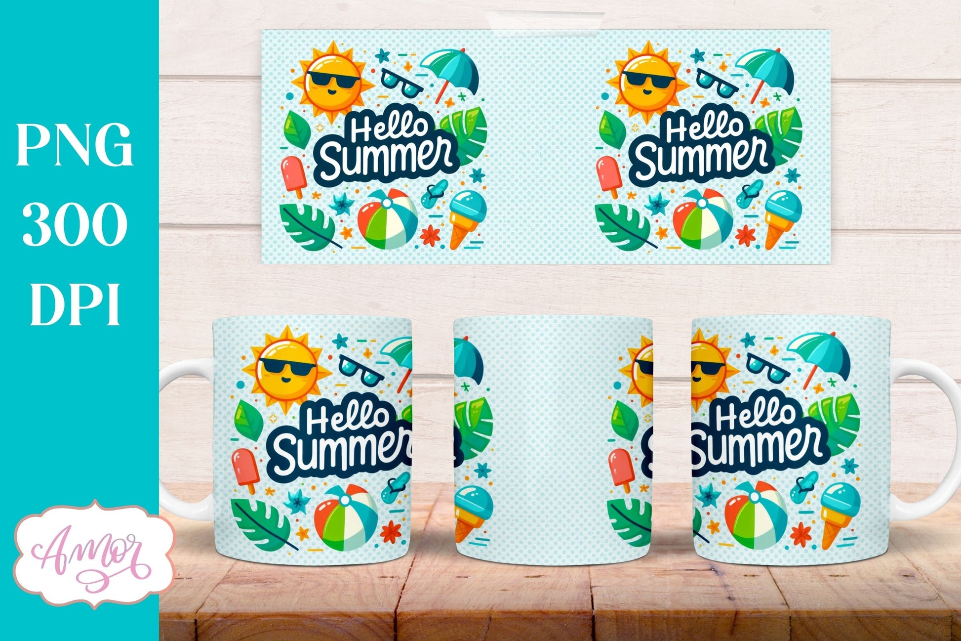 Summer Mug Wraps for Sublimation BUNDLE | Cute Holidays mug