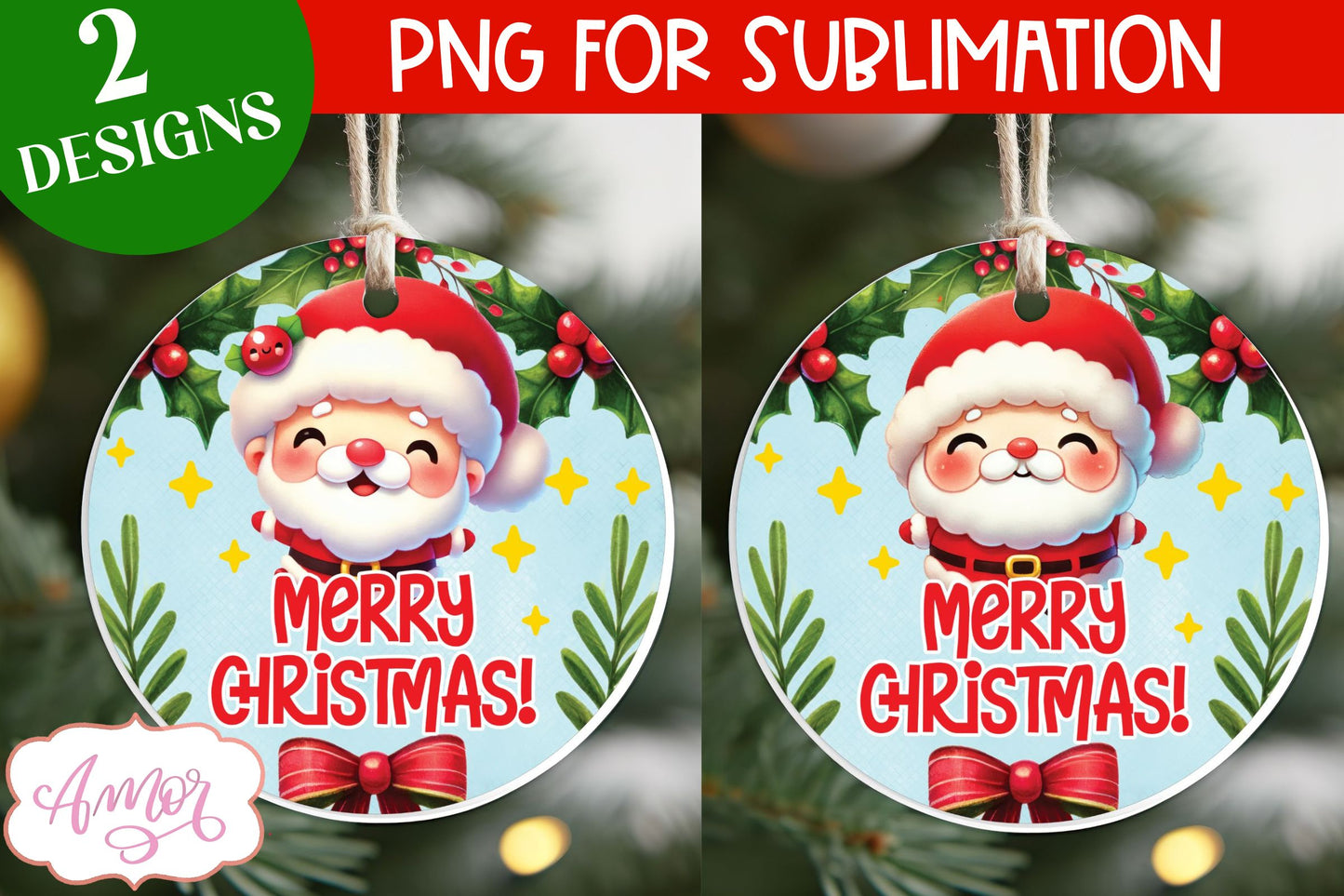 Cute Santa ornament PNG sublimation | Christmas PNG design