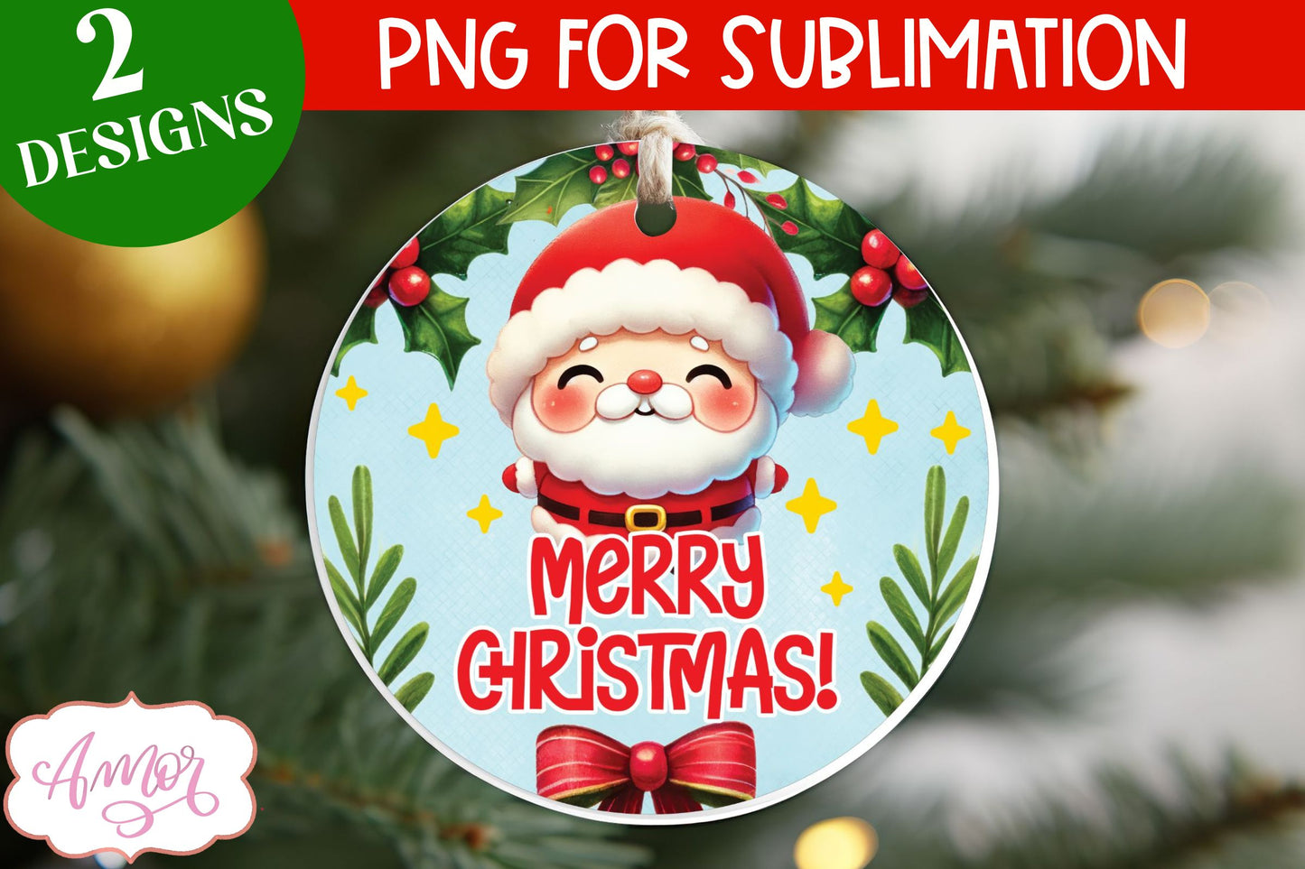 Cute Santa ornament PNG sublimation | Christmas PNG design