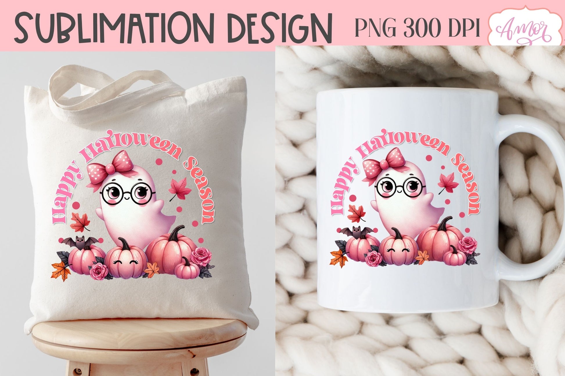 Pink Halloween sublimation PNG | Happy Halloween season PNG