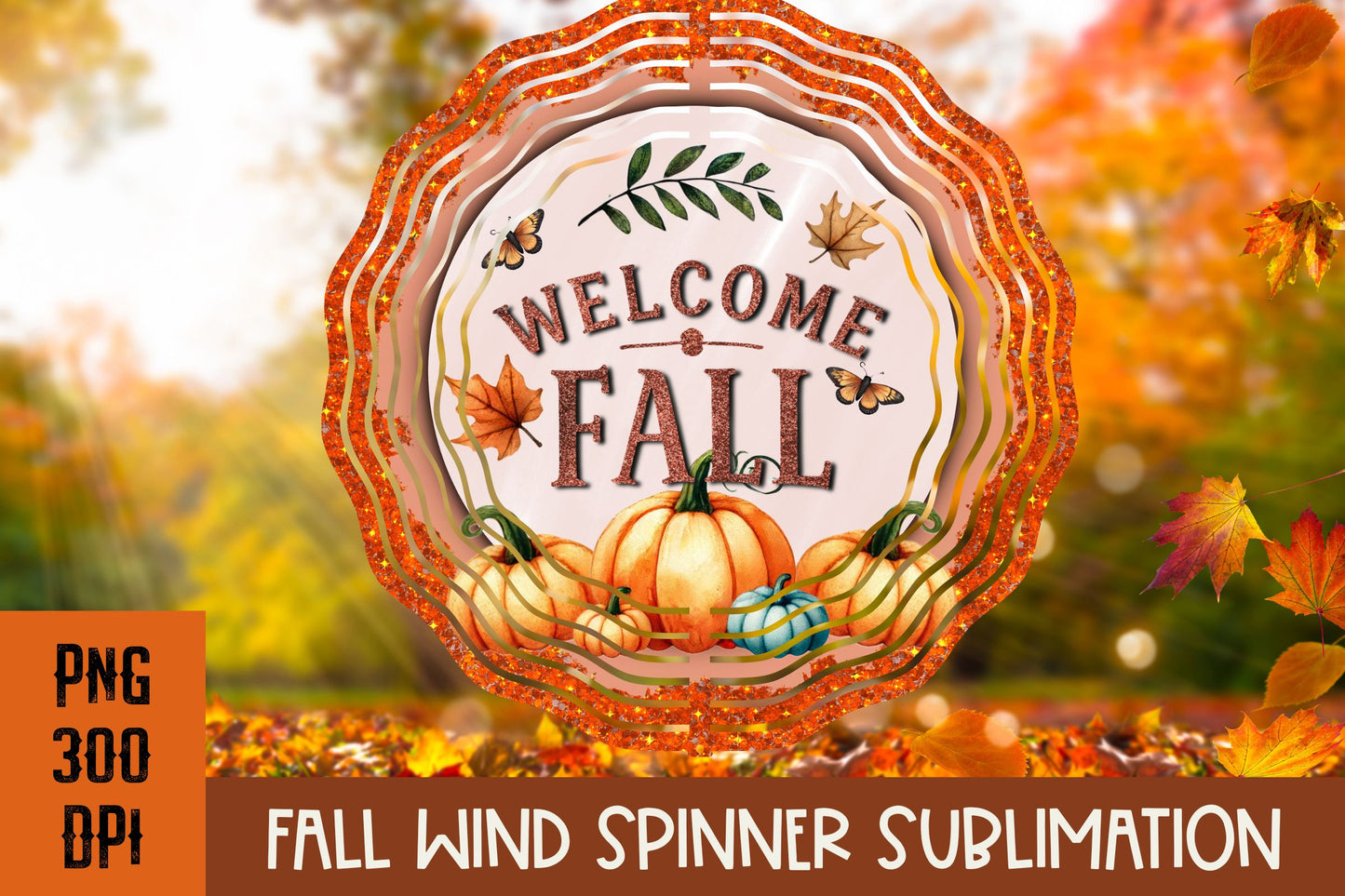 Fall Pumpkin Wind Spinner PNG for sublimation bundle