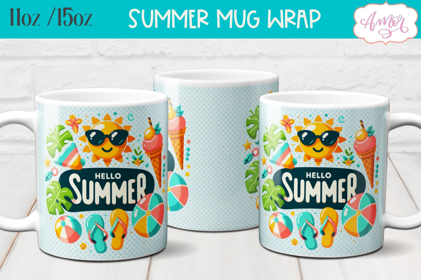 Summer Mug Wraps for Sublimation BUNDLE | Cute Holidays mug