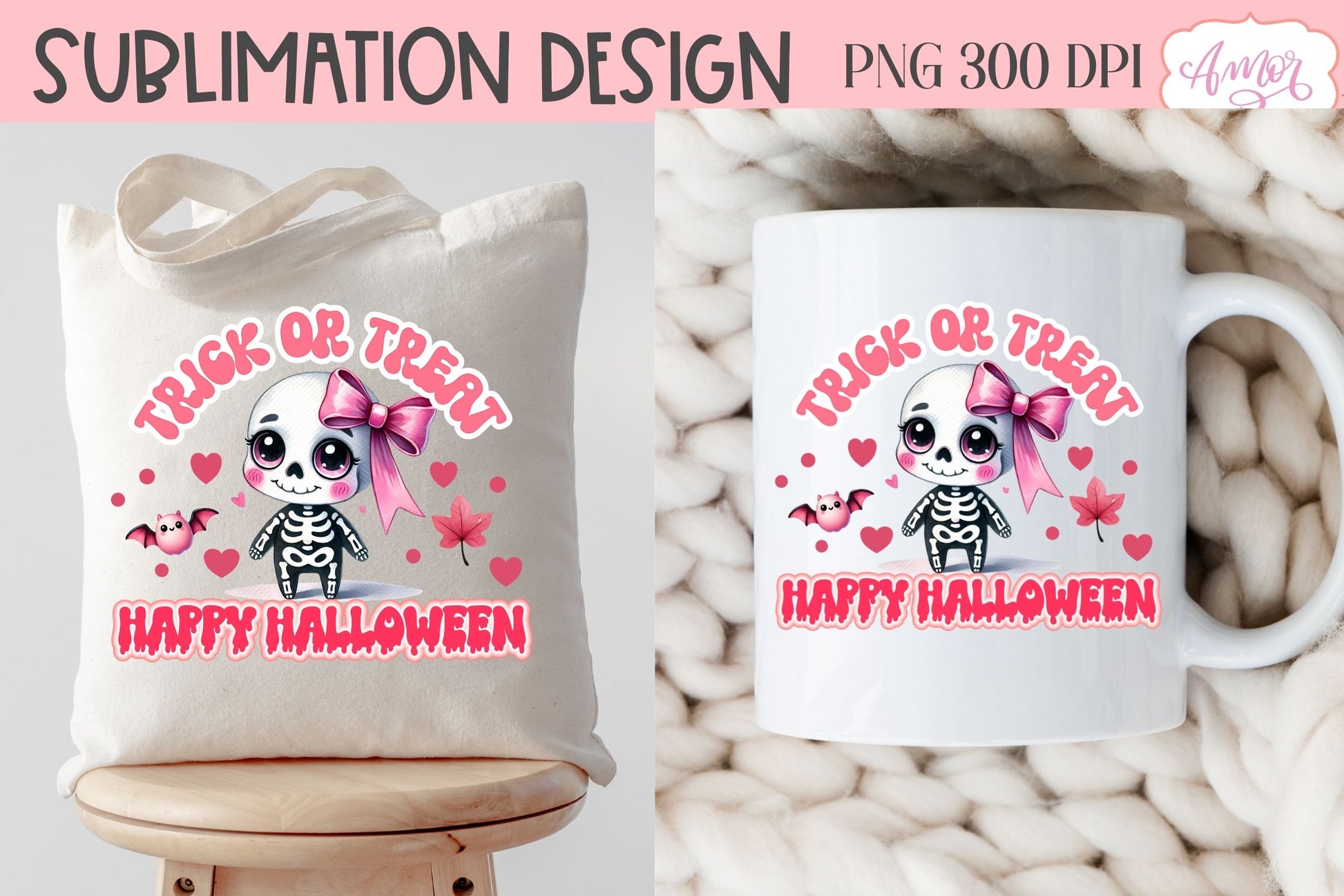 Trick or treat sublimation PNG | Pink Halloween PNG design