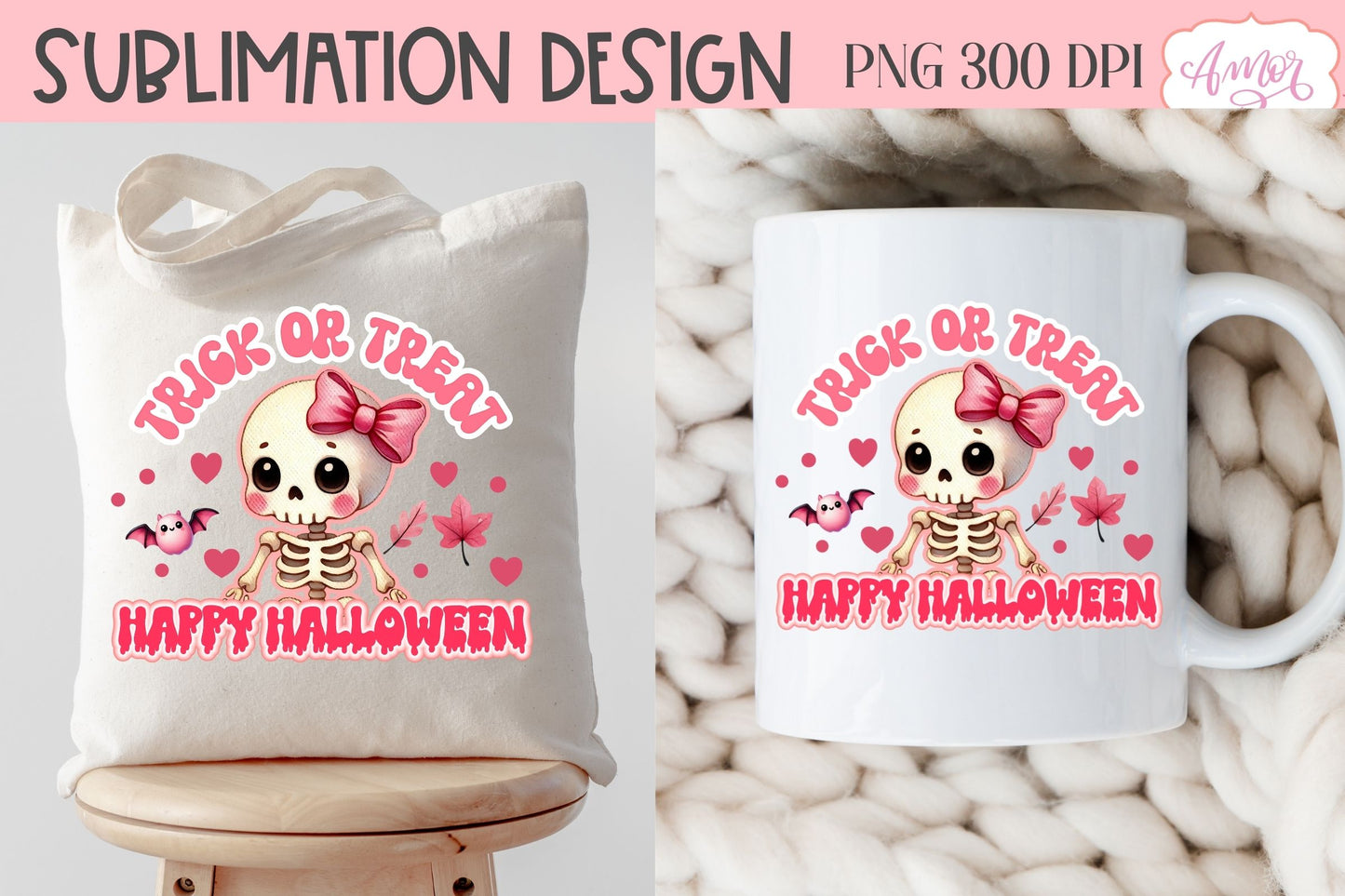 Trick or treat sublimation PNG | Pink Halloween PNG design