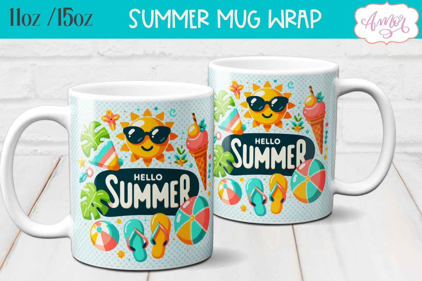 Summer Mug Wraps for Sublimation BUNDLE | Cute Holidays mug