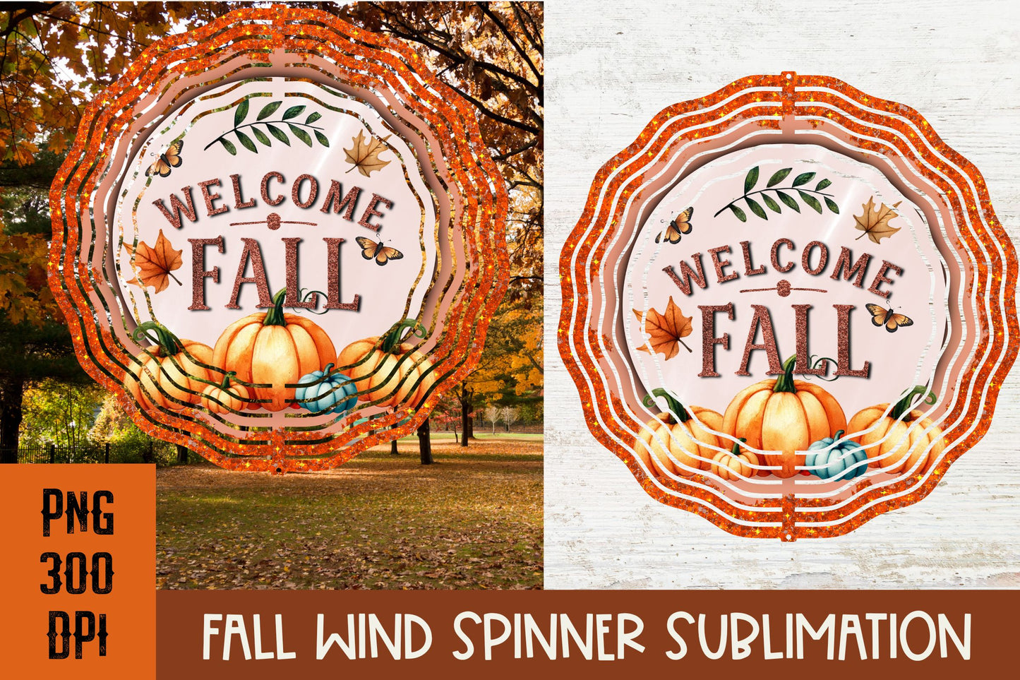 Fall Pumpkin Wind Spinner PNG for sublimation bundle