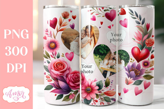 Add your own photos tumbler template PNG for sublimation