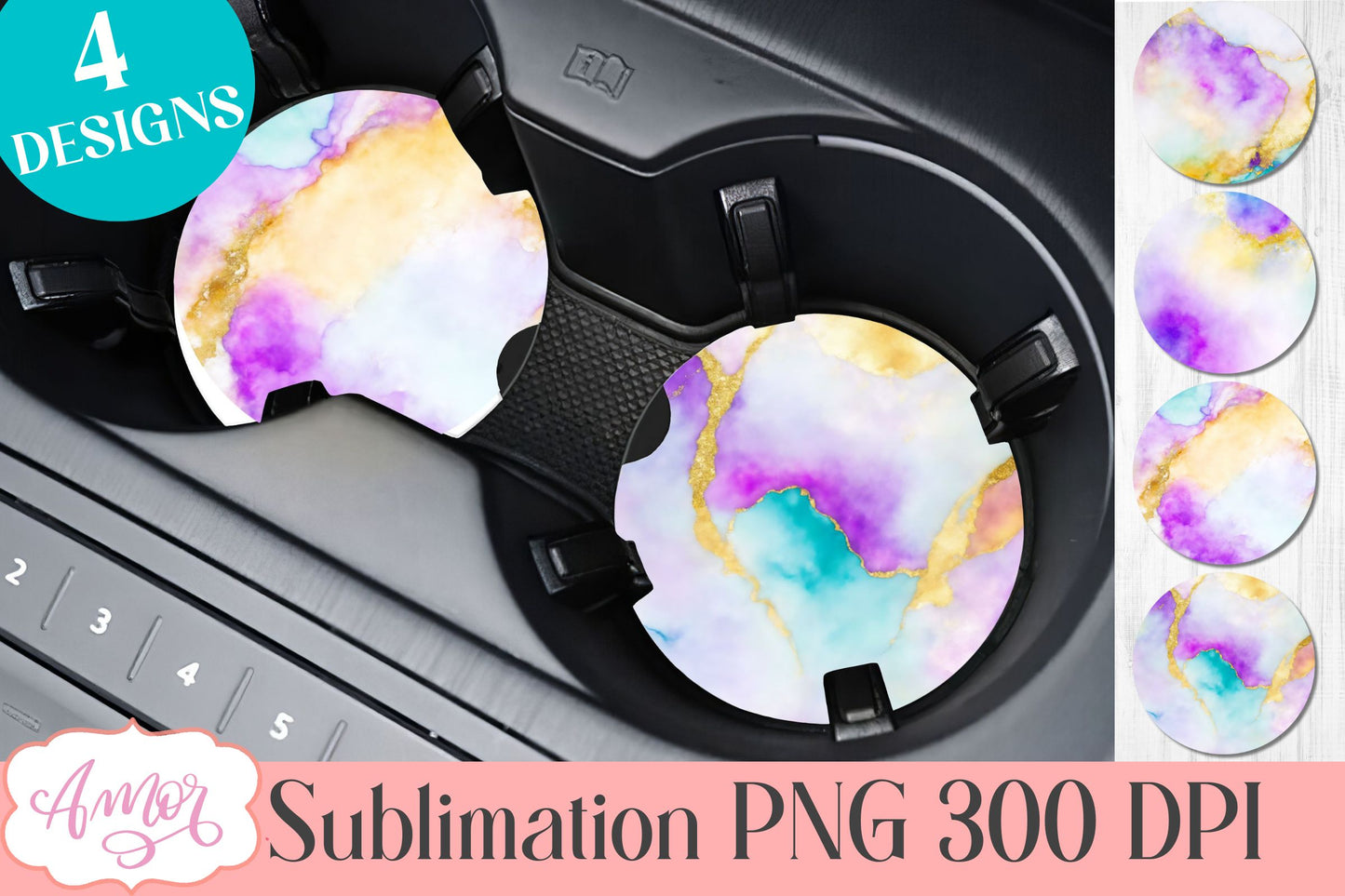 Alcohol ink car coaster sublimation | Abstract coaster PNG