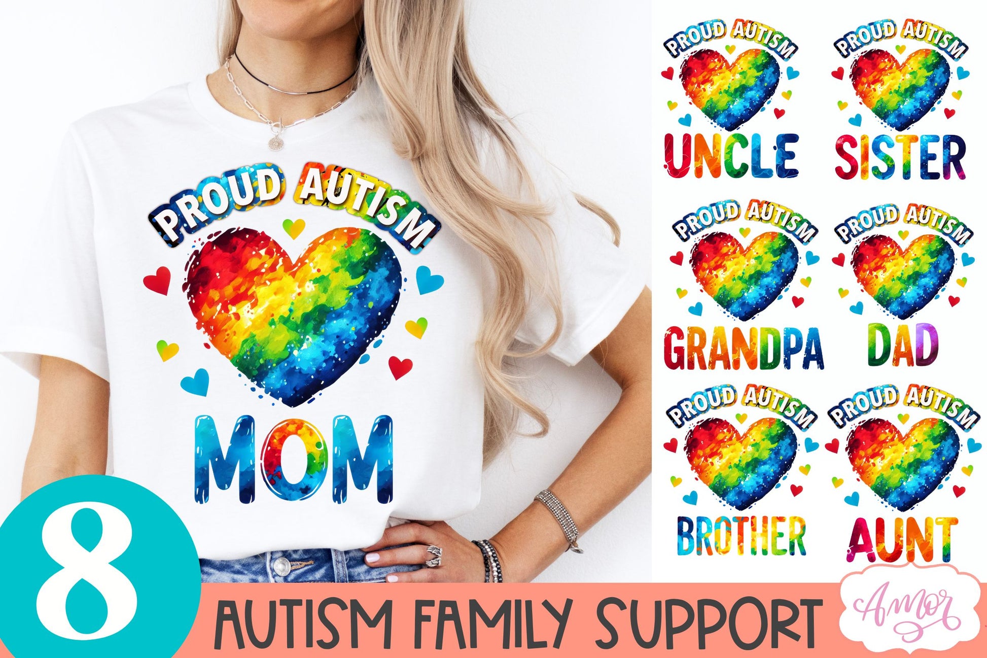 Autism family support T-shirt PNG BUNDLE for sublimation