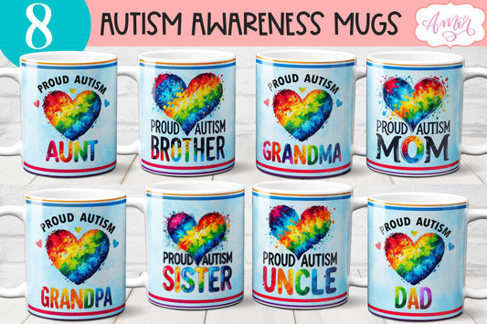 Autism family support mug wrap for Sublimation PNG BUNDLE