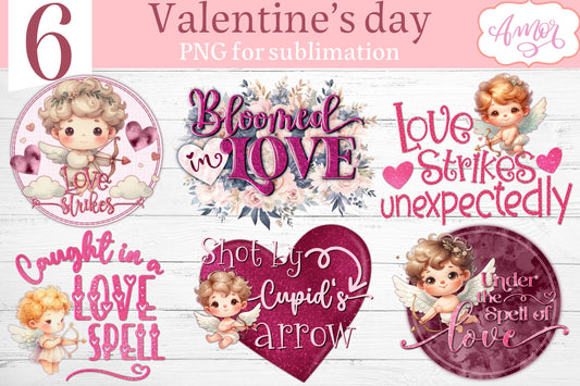 BUNDLE Valentine's day PNG for sublimation | Cute Cupid PNG