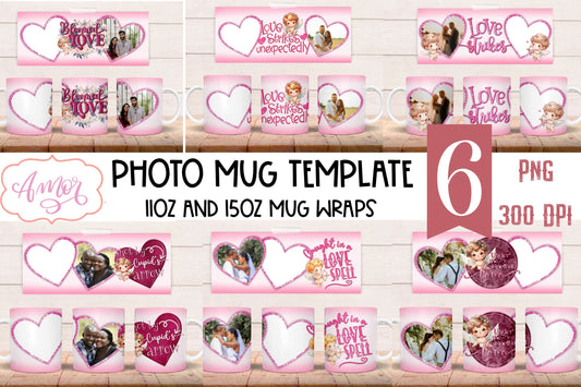 BUNDLE Valentines Photo Mug Wrap PNG sublimation templates