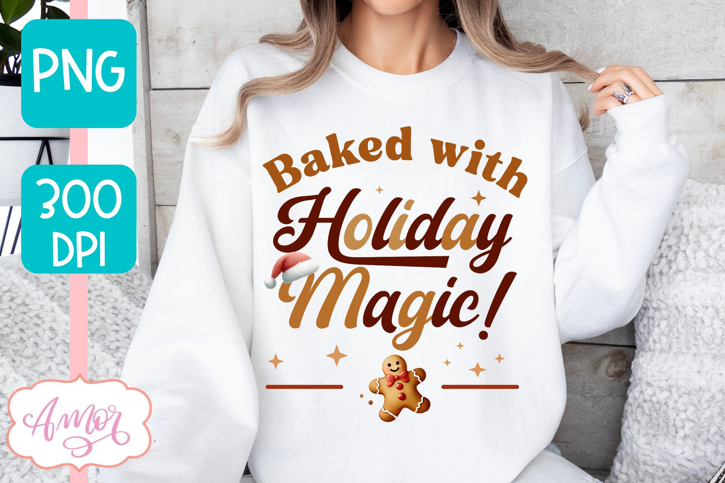 Baked with holiday magic PNG | Cute Christmas Cookies PNG