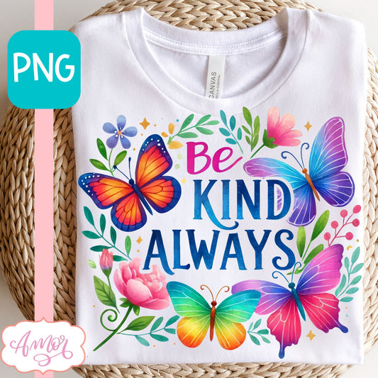 Be kind sublimation design for T-shirts | Butterflies PNG