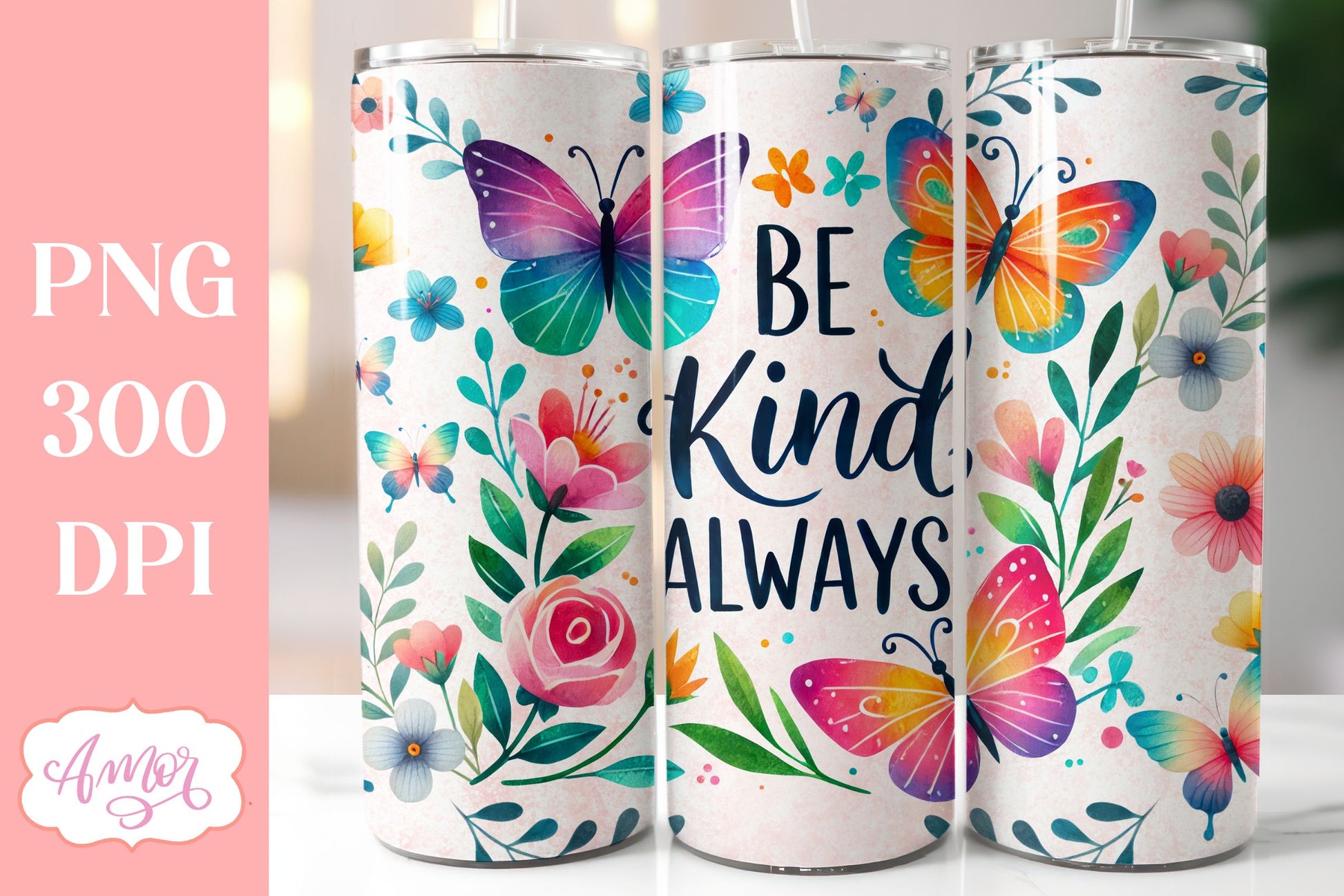 Be kind tumbler wrap sublimation PNG | Floral tumbler wrap