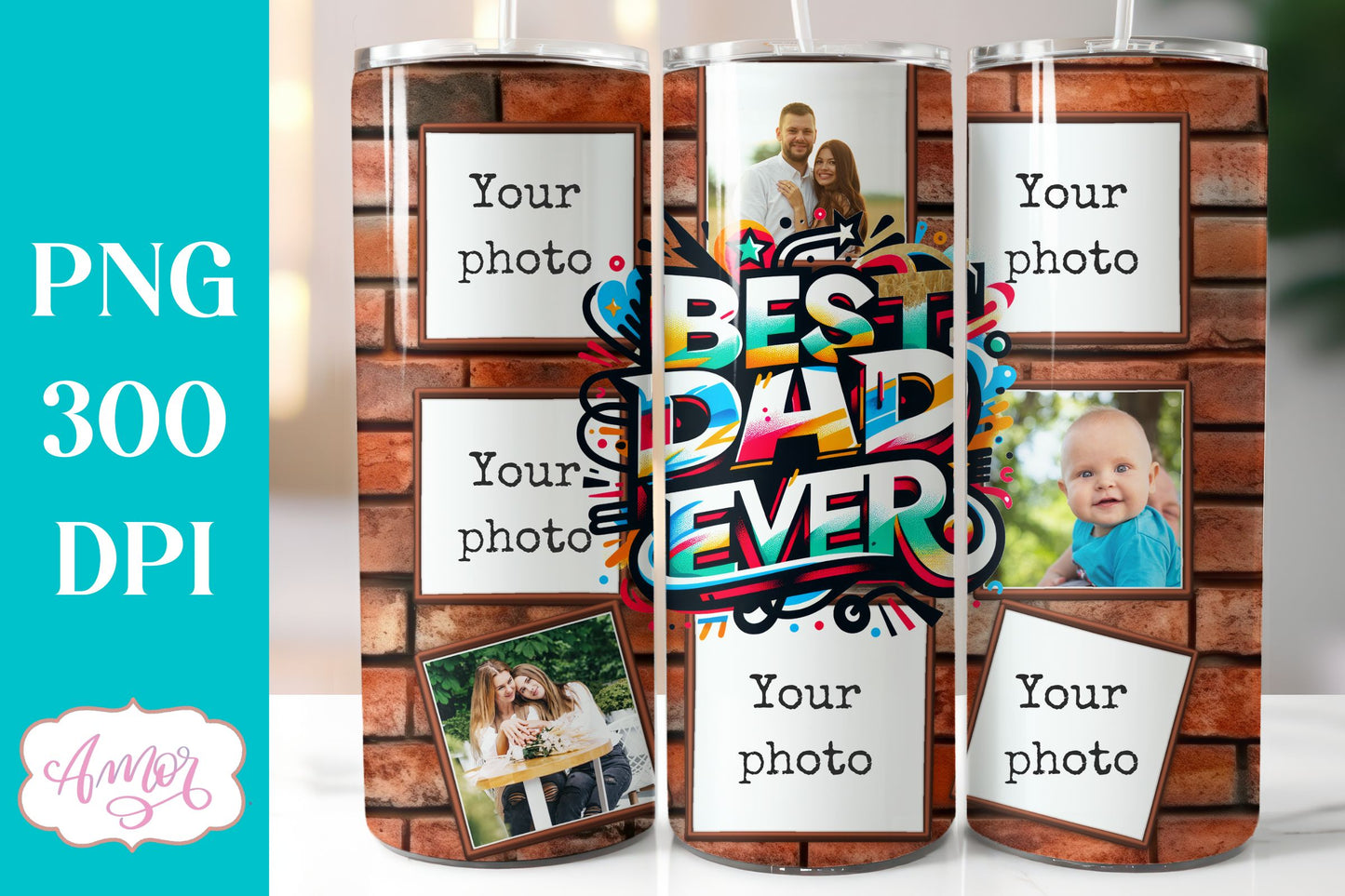 Best Dad Photo tumbler wrap Sublimation PNG | Father's day