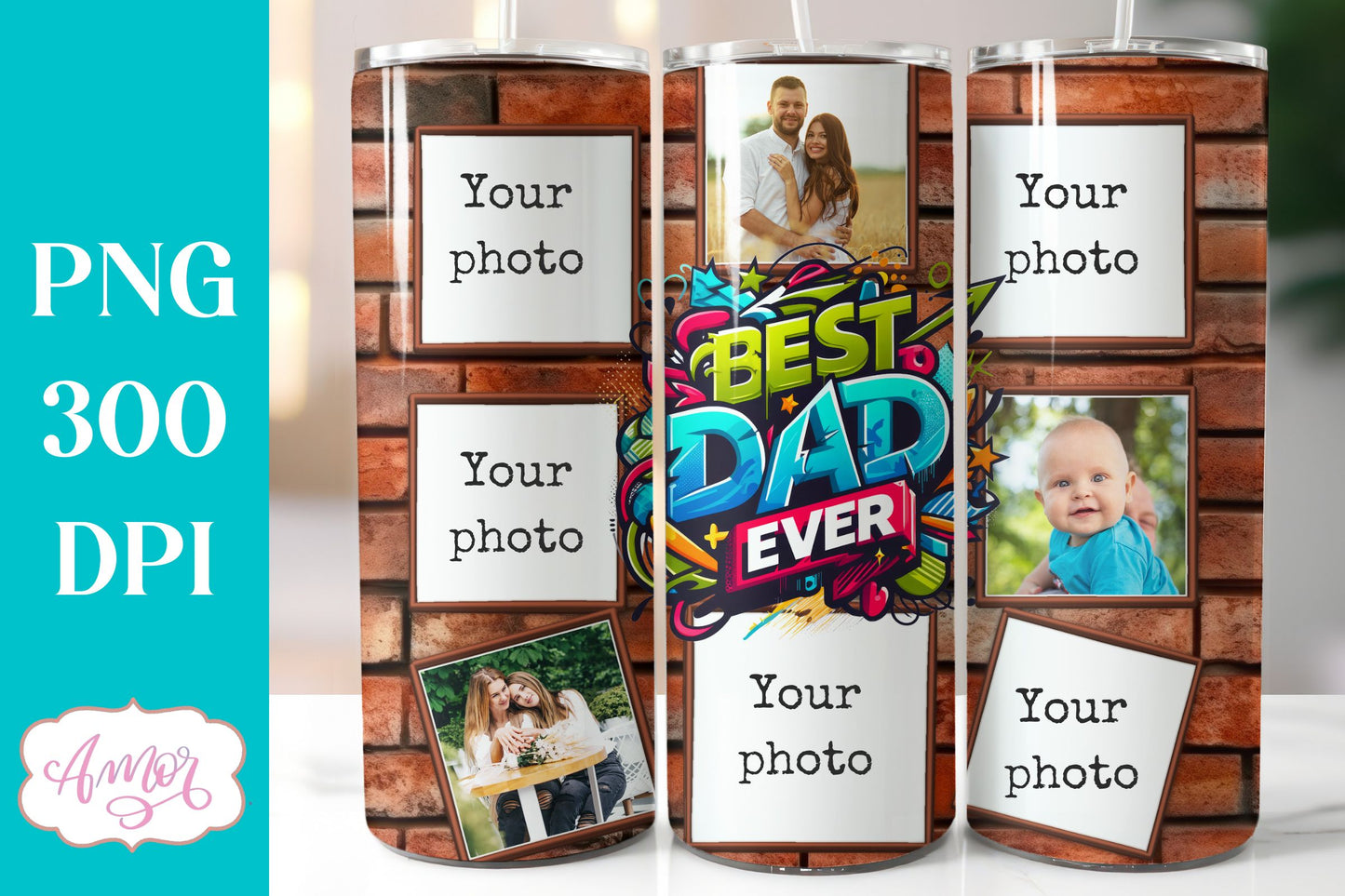 Best Dad Photo tumbler wrap Sublimation PNG | Father's day