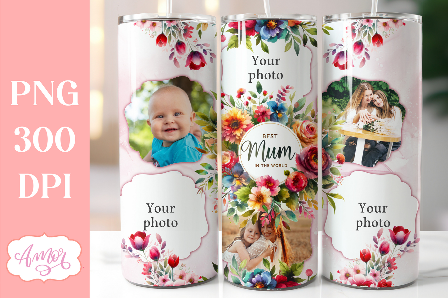 Best Mum Photo tumbler template PNG for sublimation