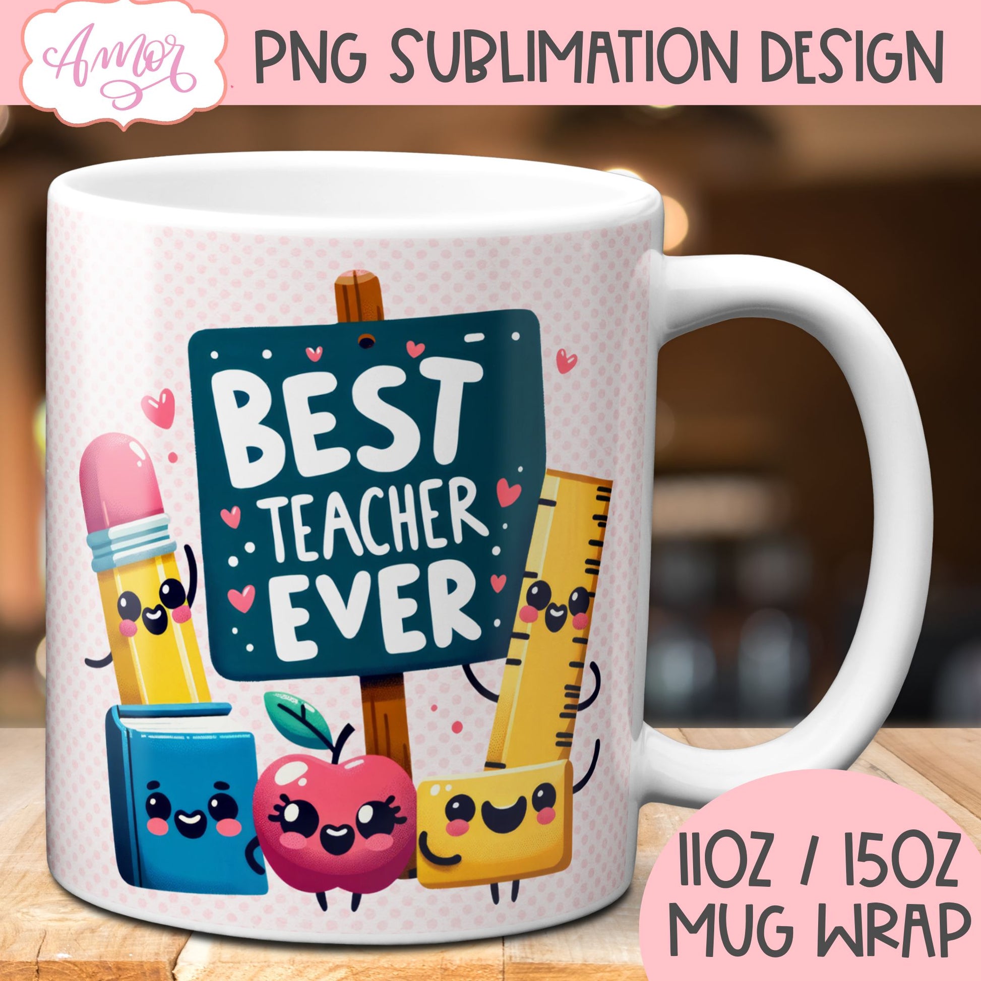 Best Teacher Mug Wrap for Sublimation | Teacher mug PNG