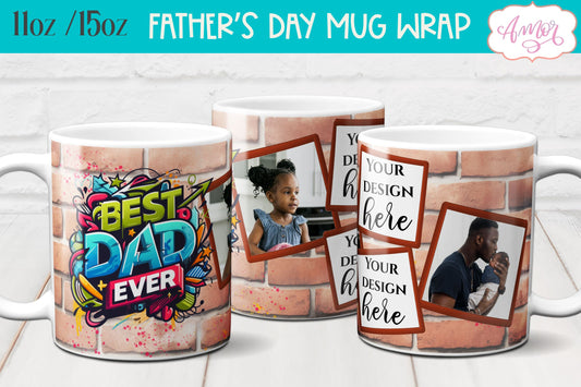 Best dad ever photo mug wrap sublimation PNG | Father's day