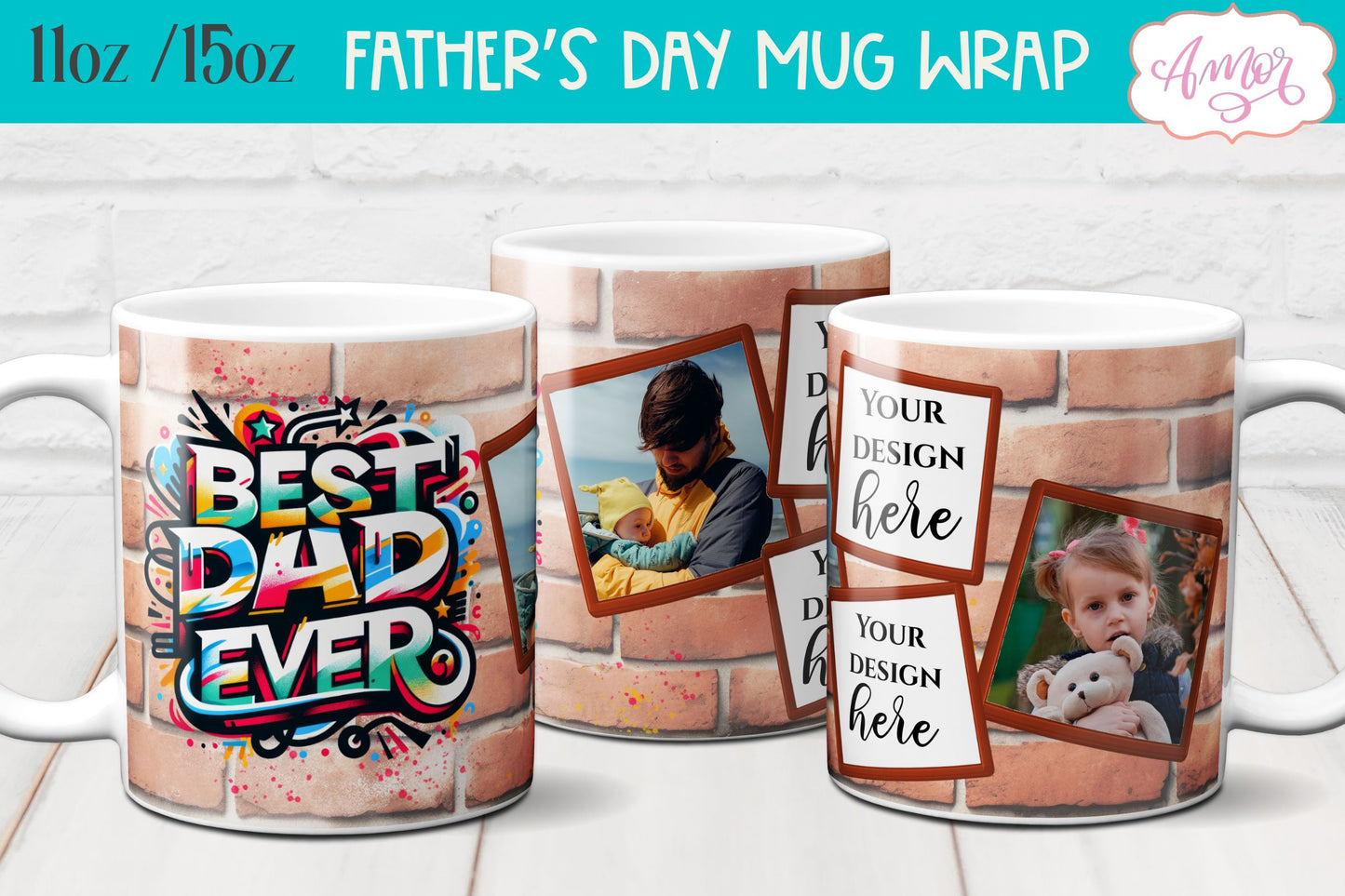 Best dad ever photo mug wrap sublimation PNG | Father's day