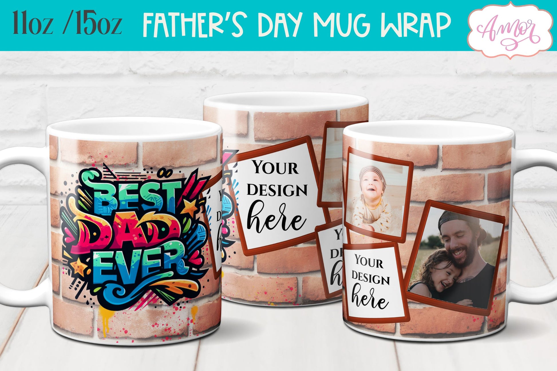 Best dad ever photo mug wrap sublimation PNG | Father's day