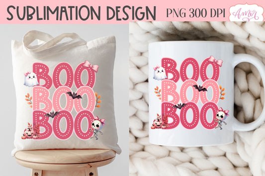 Boo shirt PNG for sublimation | Cute Pink Halloween PNG