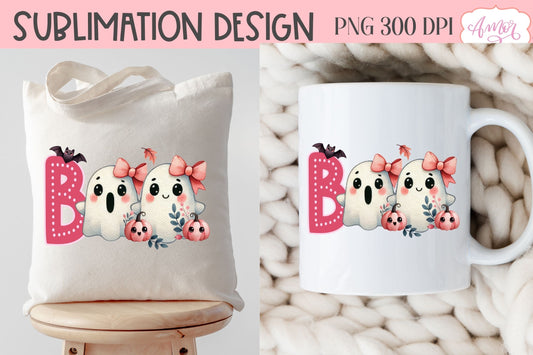 Boo shirt PNG for sublimation | Cute Pink Halloween PNG