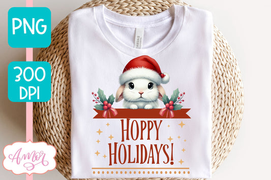 Hoppy Holidays PNG | Bunny lover sublimation design