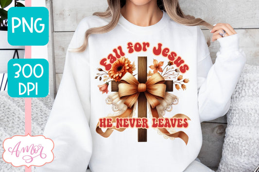 Christian fall shirt sublimation PNG | Fall for Jesus PNG